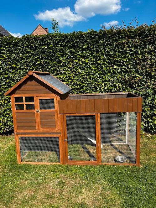 Konijnenhok/kippenhok met ren, Dieren en Toebehoren, Knaagdieren en Konijnen | Hokken en Kooien, Zo goed als nieuw, Hok, 90 cm of meer