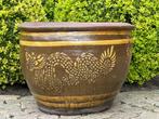 Grand pot de fleurs en terre cuite émaillée - résistant au g, Jardin & Terrasse, Intérieur, Terracotta, Rond, Enlèvement