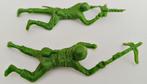 Set de 2 soldats américains verts couchés, plastique vintage, Enlèvement ou Envoi, Utilisé, Plus grand que 1:35, Personnage ou Figurines