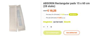 ABSORIN Rectangular Pads 15x60cm - Inleggers - Incontinentie beschikbaar voor biedingen