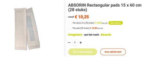 ABSORIN Rectangular Pads 15x60cm - Inleggers - Incontinentie, Diversen, Verpleegmiddelen, Nieuw, Ophalen