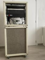 2X12" box met bijhorende 19" rack, TV, Hi-fi & Vidéo, Enceintes, 120 watts ou plus, Utilisé, Enlèvement ou Envoi