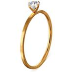 Extra fijne solitaire ring in staal met rosé PVD, Ophalen of Verzenden, Nieuw, IJzer of Staal, Dame