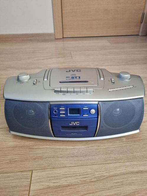 Boombox met CD-speler, Casettedeck en Radio - JVC RC-ST1, Audio, Tv en Foto, Radio's, Gebruikt, Radio, Met cd-speler, Ophalen