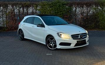 Mercedes-Benz A 200*AMG LINE*XENON*PANO DAK*LEER*GARANTIE, Auto's, Mercedes-Benz, Euro 5, Zwart, 4 cilinders, Wit