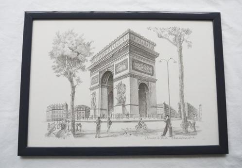 Potloodtekening van de Arc de Triomphe in Parijs – F. Dhoste, Antiek en Kunst, Kunst | Schilderijen | Modern, Ophalen
