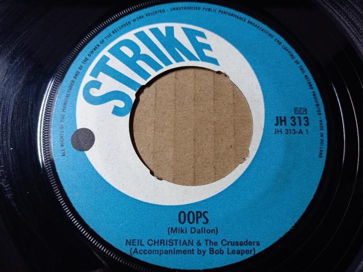 Neil Christian & The Crusaders ‎– Oops / She Said Yeah '7, Cd's en Dvd's, Vinyl Singles, Zo goed als nieuw, Single, Pop, 7 inch