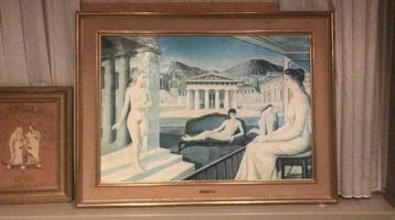 Reproductie schilderij Le canapé vert van Paul Delvaux beschikbaar voor biedingen