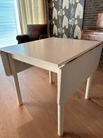 Eettafel wit hout met inklapbaar bovenblad, 60 cm of meer, Rechthoekig, Wit houten, Hout