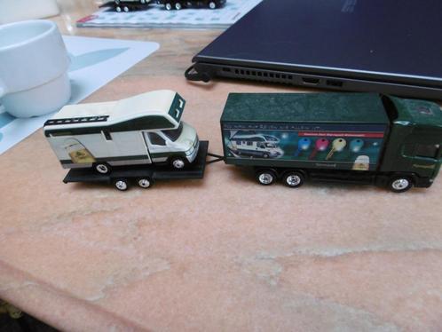 miniatuur scania met aanhanger en camper,  grell, Hobby en Vrije tijd, Modelauto's | Overige schalen, Zo goed als nieuw, Bus of Vrachtwagen