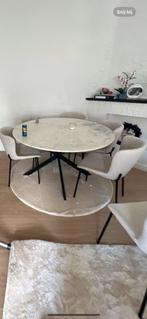 Marmer eettafel 130 cm diameter 5/6 personen, Huis en Inrichting, Ophalen, Overige materialen, 100 tot 150 cm, Rond