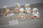 5x Cherished Teddies , Strawberry thema , + bordje , 1995, Collections, Ours & Peluches, Enlèvement ou Envoi, Comme neuf, Statue