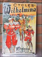 Cycles Wilhelmina Vintage Fiets Reclame Metalen Wandbord, Envoi, Neuf