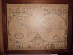 Antieke wereldkaart in kader, Antiek en Kunst, Ophalen