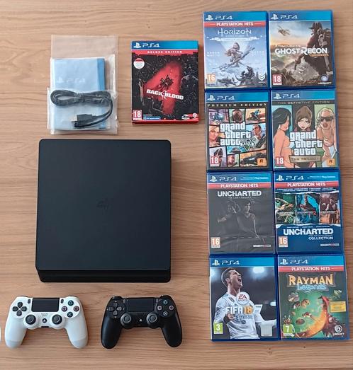 Ps4 slim 500 GB, Games en Spelcomputers, Spelcomputers | Sony PlayStation 4, Zo goed als nieuw, Slim, 500 GB, Met 2 controllers