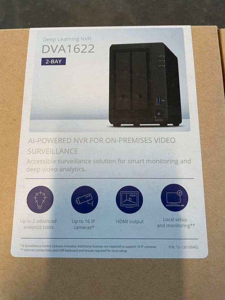 Synology DVA1622 Deep Learning NVR-2-bay- AI videobewaking, Computers en Software, NAS, Gebruikt, Ophalen of Verzenden