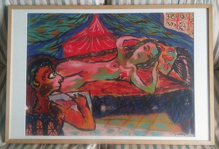 Naakte vrouw geschilderd 2004 - ges. Surajiya (Indonesië), Antiek en Kunst, Kunst | Schilderijen | Klassiek, Ophalen of Verzenden