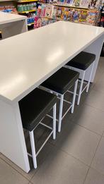 Tafel met 6 barstoelen, Huis en Inrichting, Ophalen, Gebruikt, 100 tot 150 cm, Vierkant