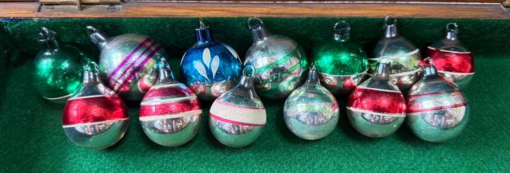 13 oude Ajeko kerstballen, vintage kerstversiering, kerstbal, Diversen, Kerst, Gebruikt, Ophalen of Verzenden