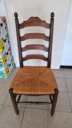 Massief eiken stoelen met rieten zitting, Huis en Inrichting, Stoelen, Ophalen, Gebruikt, Bruin, Copie antiek