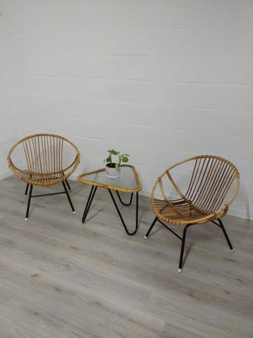 Vintage rotan lounge set | Rohé Noordwolde | fauteuils  beschikbaar voor biedingen