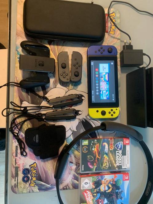 Nintendo switch + 6 games + ring fit set + SD card 500 GB, Games en Spelcomputers, Spelcomputers | Nintendo Switch, Zo goed als nieuw