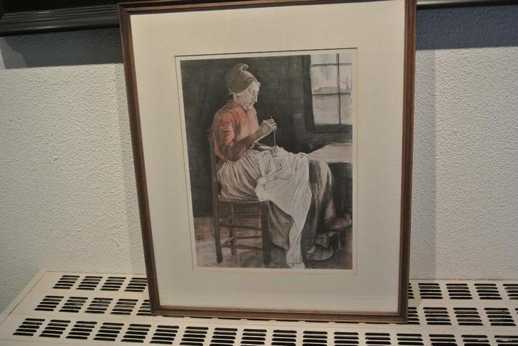 Zeefdruk Vincent van Gogh Verstellende Vrouw uit 1881, Antiquités & Art, Art | Lithographies & Sérigraphies, Enlèvement ou Envoi