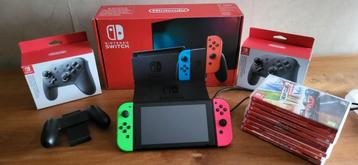 Nintendo switch inclusief lader , controllers , en 8 spelen beschikbaar voor biedingen
