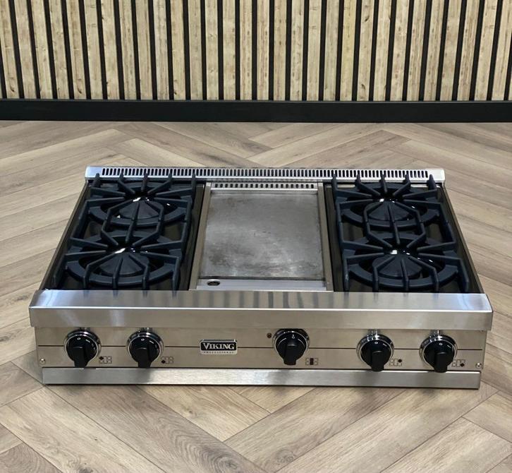 Luxe Viking Kookplaat 91CM + Grillplaat, Elektronische apparatuur, Fornuizen, Gas, 4 kookzones, 60 cm of meer, Grill, Warmhoudplaat