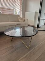 Gratis marmeren salontafel (beschadigd blad), Huis en Inrichting, Tafels | Salontafels, Ophalen, Gebruikt, Ovaal, Metaal