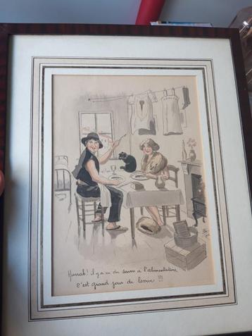 Originele striptekening tekening aquarel 1916, Ophalen of Verzenden