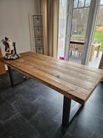 Steigerhouten industriële eettafel + salontafel, Huis en Inrichting, Tafels | Eettafels, Ophalen, Zo goed als nieuw
