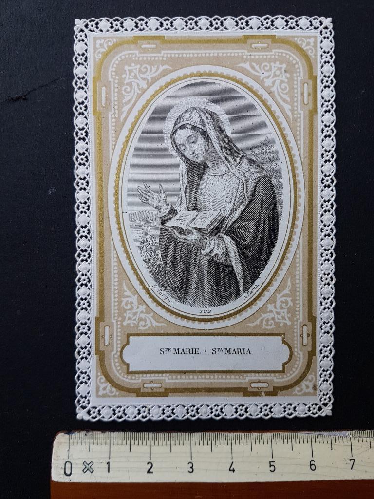 Santje Heiligenprentje met kant Holy card Devotie Turgis, Verzamelen, Bidprentjes en Rouwkaarten, Bidprentje, Verzenden