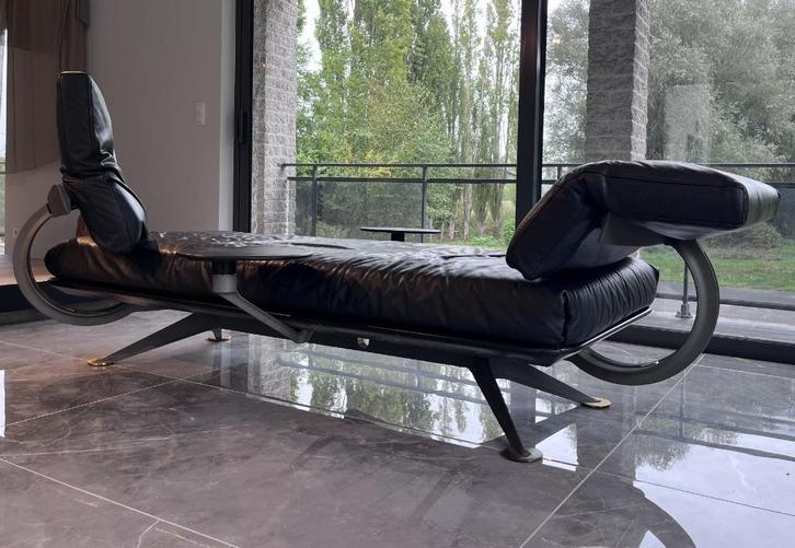 Vintage Daybed, ontworpen door Paolo Piva voor  B&B Italia, Huis en Inrichting, Fauteuils, Gebruikt, Leer, Metaal, 125 cm of meer