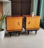 Prachtige set vintage nachtkastjes, Huis en Inrichting, Ophalen of Verzenden, Zo goed als nieuw, Hout