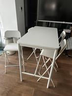 TABLE HAUTE TOMMARYD blanc, 127x67x102 cm + 4 CHAISES, Maison & Meubles, Comme neuf, Enlèvement