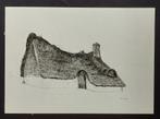R. Ivens - tekening - lemen huis met strodak, Antiek en Kunst, Ophalen of Verzenden