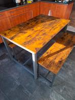 Tafel met banken industriele look, Ophalen