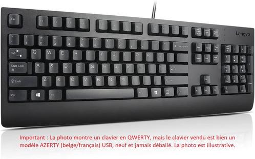 Clavier USB Lenovo (BELGE) (AZERTY) [NEUF], Computers en Software, Toetsenborden, Nieuw, Azerty, Bedraad, Gaming toetsenbord, Ophalen
