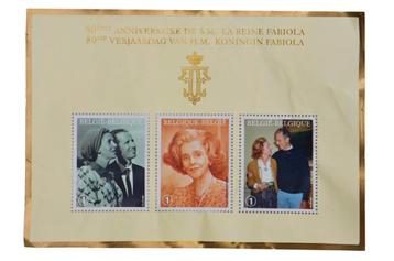 Postzegel uitgegeven t.g=.v. 80 jaar Koningin Fabiola beschikbaar voor biedingen