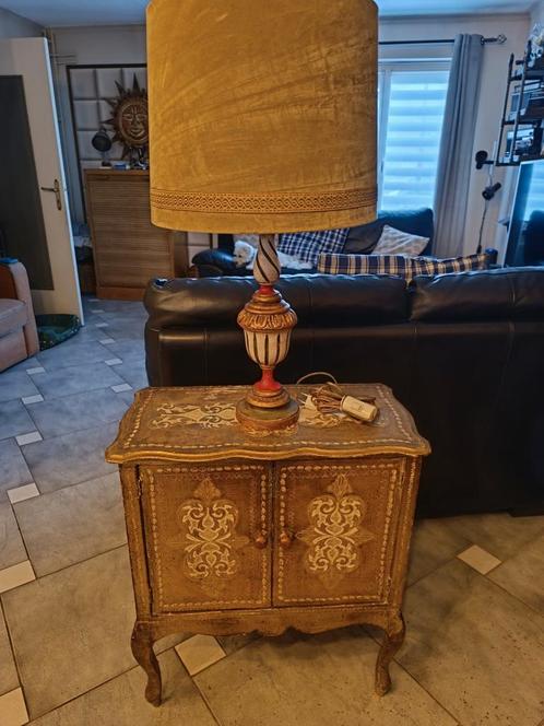 Ancienne lampe de table vénitienne en bois polychrome, Huis en Inrichting, Lampen | Tafellampen, Zo goed als nieuw, Hout, Ophalen of Verzenden