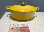 Le Creuset braadpan 27 cm Citroen in goede staat, Gietijzer, Ophalen of Verzenden, Zo goed als nieuw, Keramische plaat