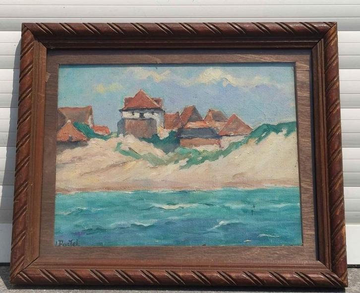 Huile sur toile marine signe jules postel, Antiek en Kunst, Kunst | Schilderijen | Klassiek, Ophalen of Verzenden