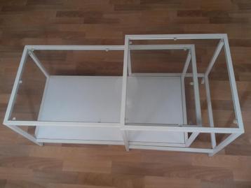 Salontafel, set met 2 delen, staal en gehard glas, als nieuw beschikbaar voor biedingen