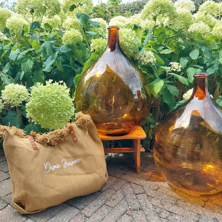 Amberkleurige Dame jeanne, Antiek en Kunst, Antiek | Glaswerk en Kristal, Ophalen