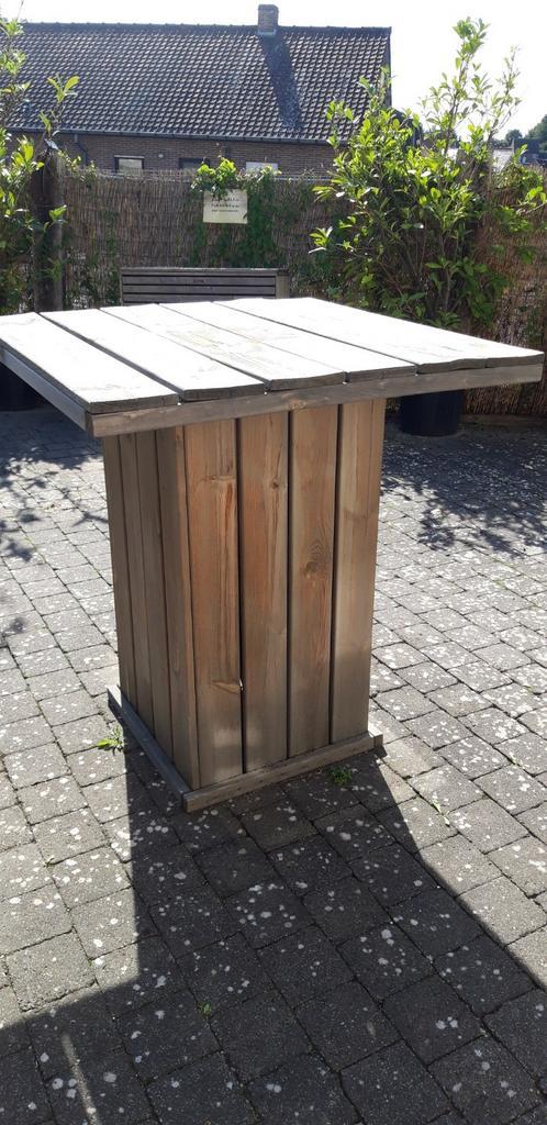 Staantafel bartafel met 4 krukken outdoor hout, Tuin en Terras, Tuinsets en Loungesets, Hout, Ophalen