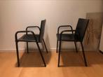 💊💊 2 lederen Italiaanse vintage design stoelen, Huis en Inrichting, Stoelen, Twee, Leer, Zwart, Ophalen