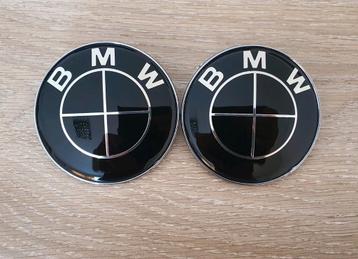 Bmw motorkap/kofferbak emblemen 82mm 74mm full zwart f10 f20 beschikbaar voor biedingen