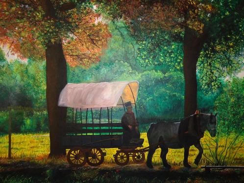 Schilderij landschapsdorp, gesigneerd Joky Kamo ❗ verkocht ❗, Antiek en Kunst, Kunst | Schilderijen | Modern, Ophalen