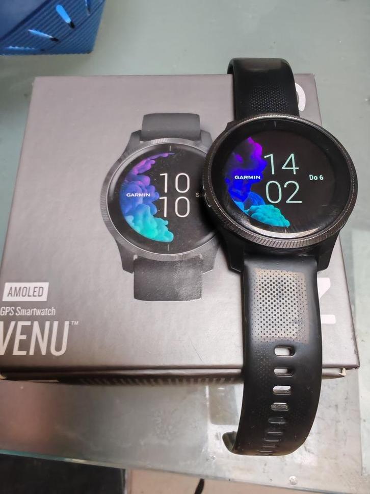 Garmin Venu - mooie staat, Handtassen en Accessoires, Sporthorloges, Zo goed als nieuw, Zwart, Afstand, Calorieverbanding, Conditie